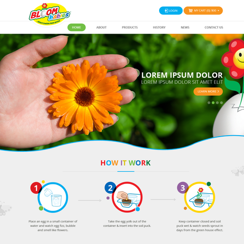 Flower shop design with the title 'Bloombabies Inc'