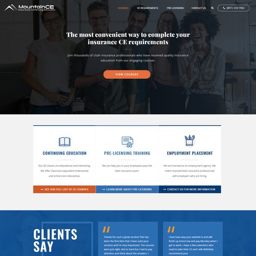 Bootstrap website with the title 'MountainCE Homepage'