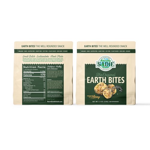 Granola packaging with the title 'EarthBites Packaging'