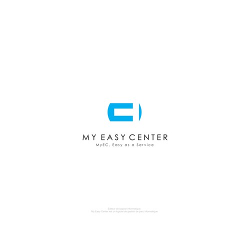 Software logo with the title 'Logo designfor My Easy Center an IT asset management software'