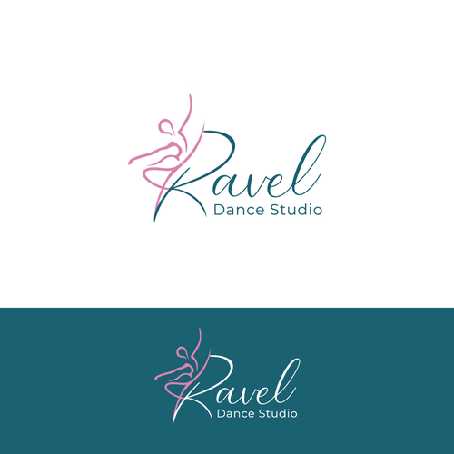 Dance school logo with the title 'Logo Ravel Dance Studio'