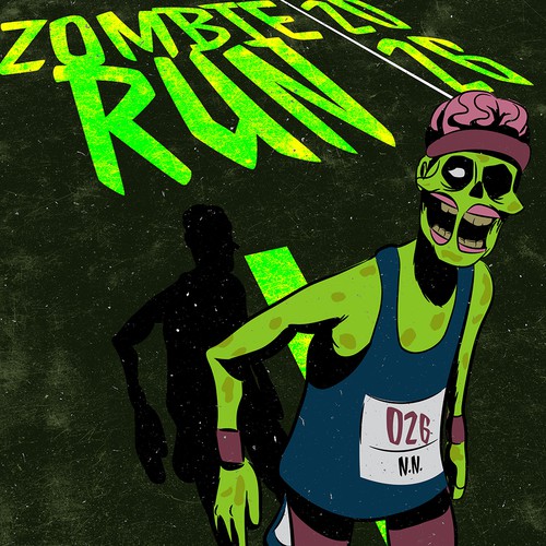 Funny illustration with the title 'Zombie Run'
