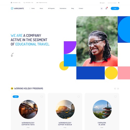 Travel website with the title 'World Unite!'