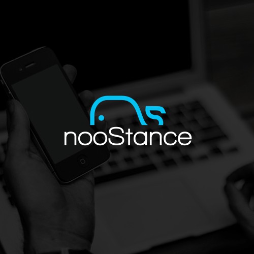 Neon blue safari logo with the title 'Logo concept for nooStance'