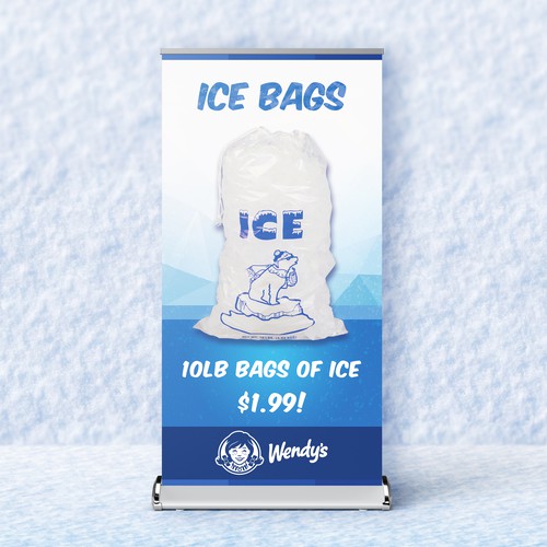 Ice design with the title 'Wendy's Ice Bags - Banner Design'