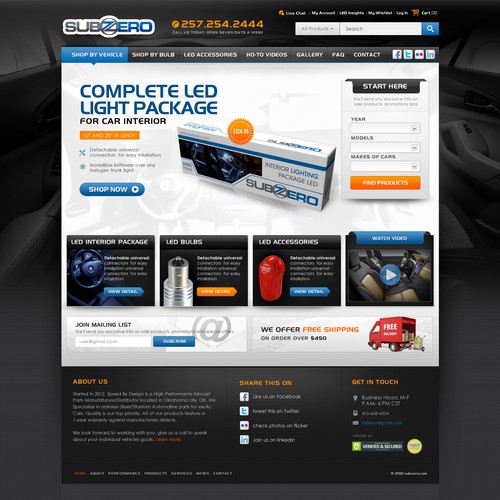 Black website with the title 'subzerousa.com needs a new website design'