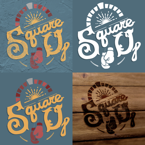 Boxing-gloves logo with the title 'Square up pizzaria'