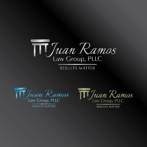 Metallic logo with the title 'Sleek Modern Law Firm Design'