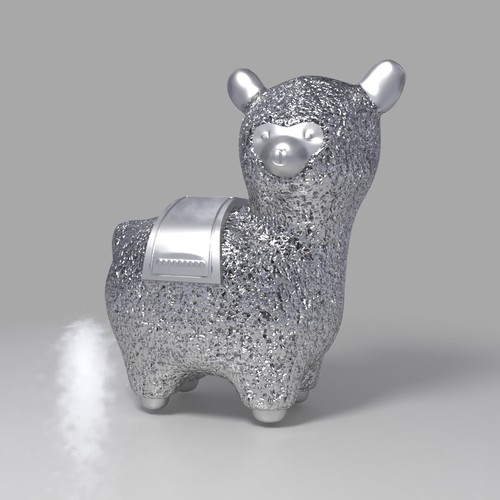 Llama design with the title '3d model of keychain'