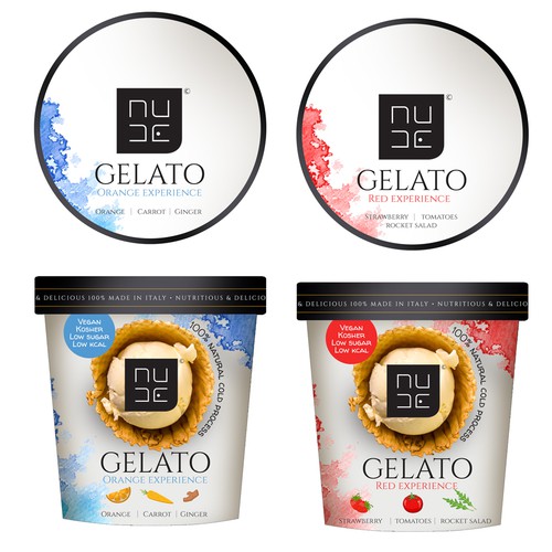 Gelato design with the title 'NUDE GELATO ice cream packaging design'