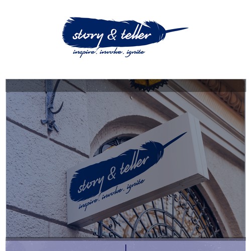 Wall logo with the title 'story and teller logo '