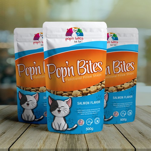 Creative packaging with the title 'Pop'n Bites Functional Pillow Shape'