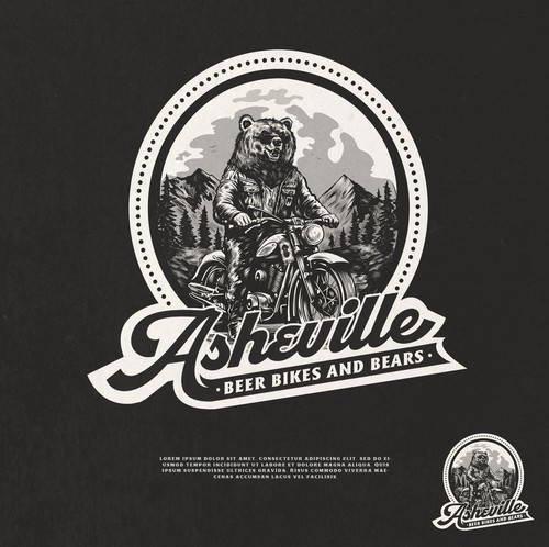 Bear face logo with the title 'Asheville Beer Bikes and Bears Logo and T shirt Design AVAILABLE FOR SALE '