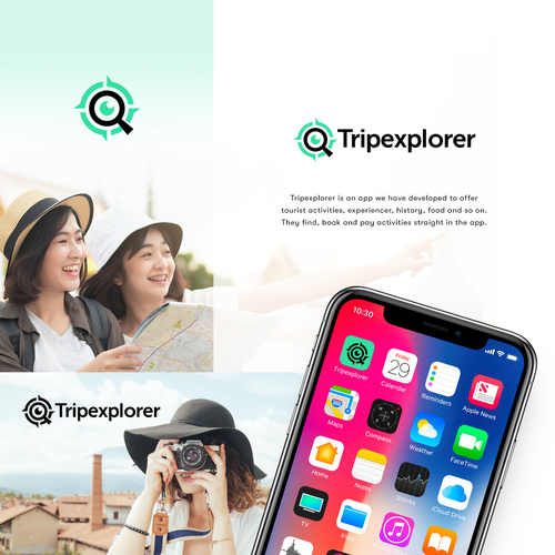Compass design with the title 'Modern Logo for an App for Tourists'