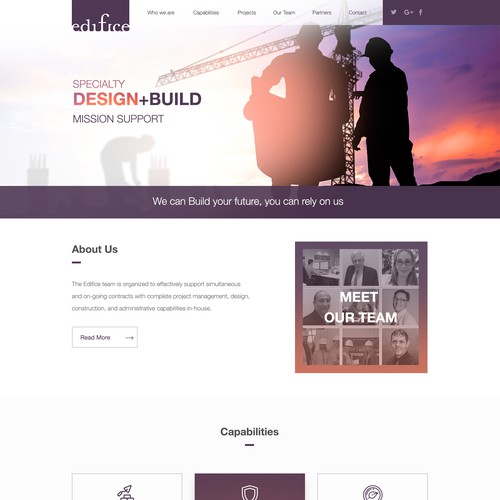 Construction website with the title 'Edifice Solutions '