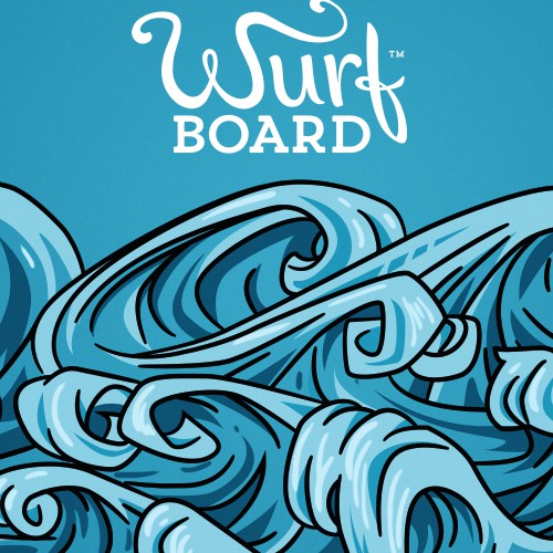 Surfboard design with the title 'Ilustration for Wurf Board'