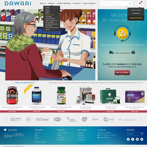 Eshop design with the title 'Create an e-commerce design for healthcare and medicine delivery service'