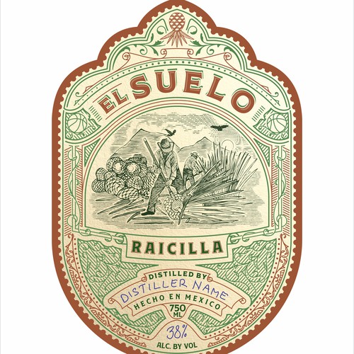 Distillery label with the title 'El Suelo label design'