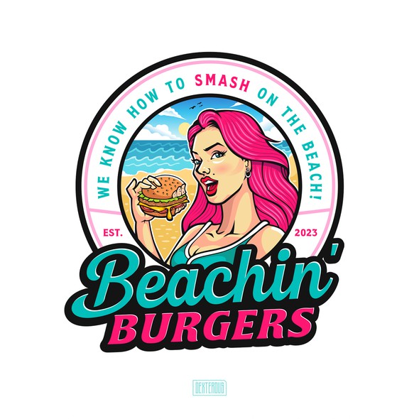 Girl brand with the title 'Beachin' Burgers Logo'