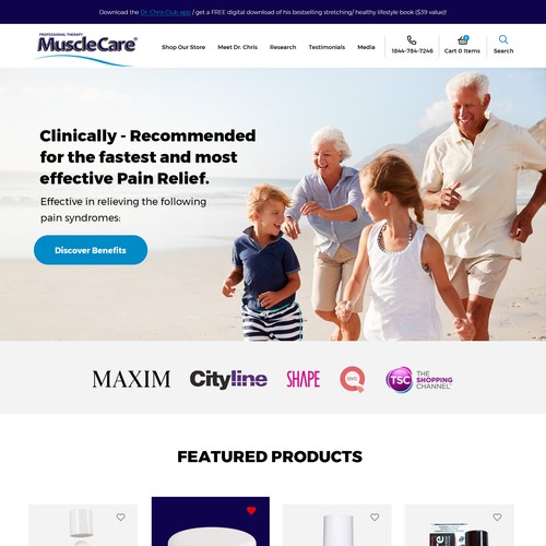 Supplement website with the title 'Muscle Care Website'