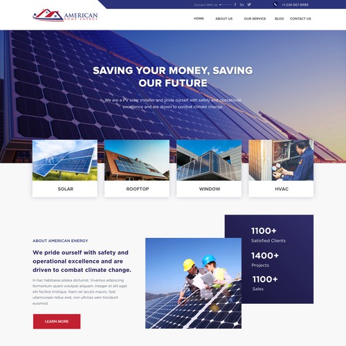 Solar panel design with the title 'Home page for Solar Panel Provider'