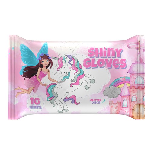 Cute packaging with the title 'Shiny Gloves'