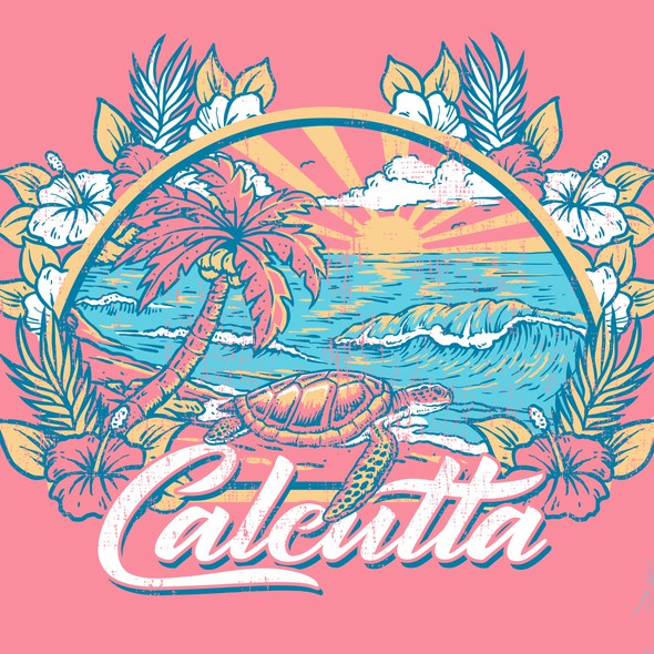 Tropical t-shirt with the title 'Calcutta Artwork concept'