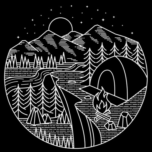 Geometric t-shirt with the title 'CAMPING '