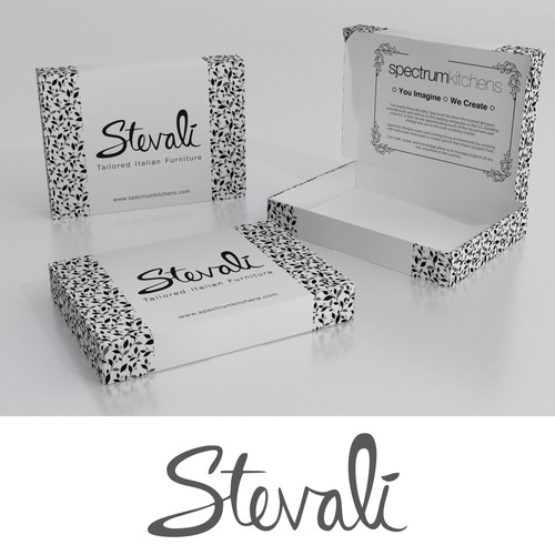 Subscription box packaging with the title 'Box for furniture samples'