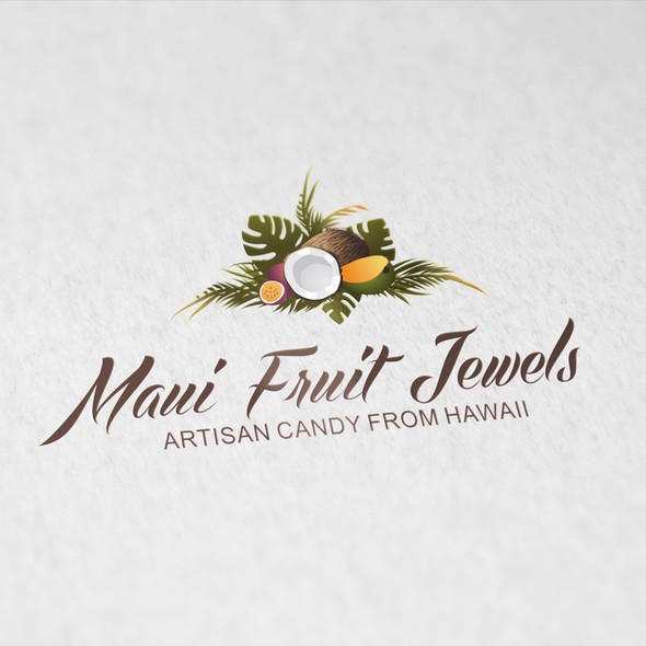 Candy brand with the title 'Maui Fruit Jewels logo'
