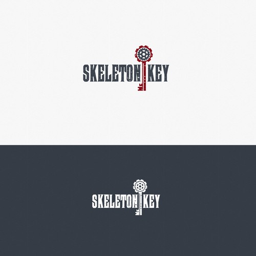 Escape room design with the title 'Steampunk feel logo for Skeleton key house'