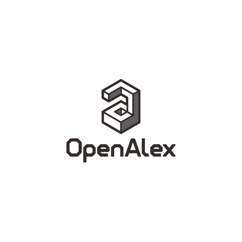 3D logo with the title 'Engineered logo for scientific universal database: OpenAlex'