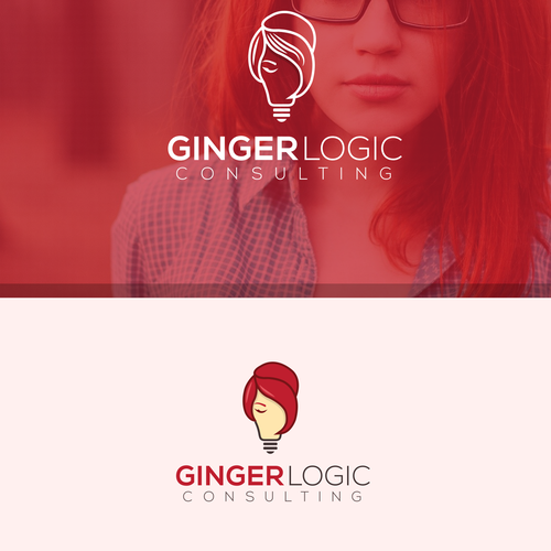 Ginger logo with the title 'Create a logo suggesting long red hair - still professional though - for Ginger Logic Consulting'