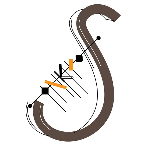 Quirky logo with the title '音楽学校のローゴ'