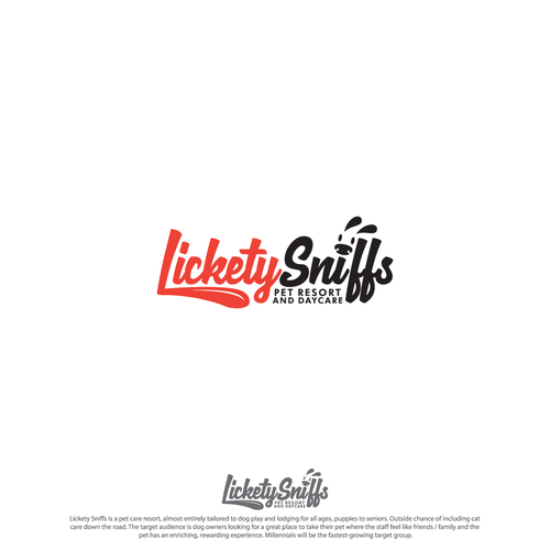 Pet care logo with the title 'Lickety Sniffs Contest Entry'