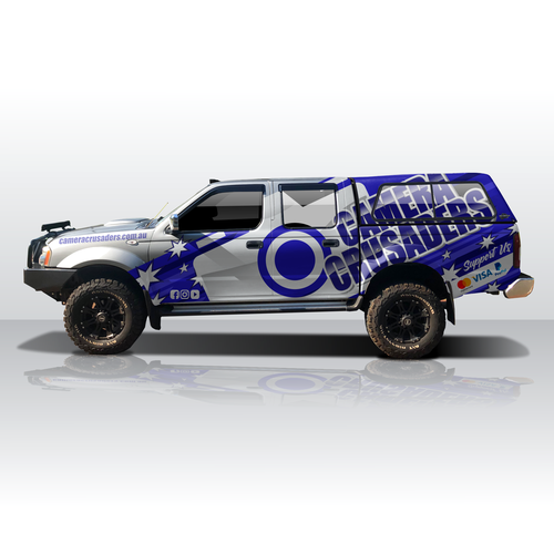 Vinyl wrap design with the title 'Camera Crusaders Half Wrap'