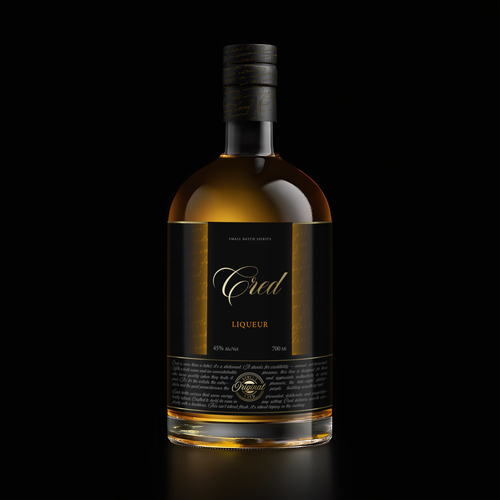 Whiskey design with the title 'Creed Liqueur'