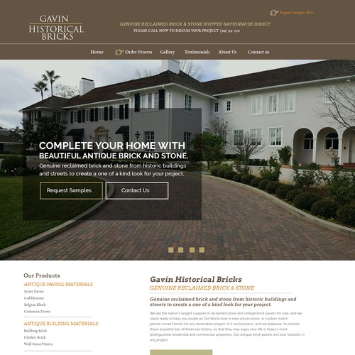 Brick design with the title 'Gavin Historical Bricks - Landing Page'