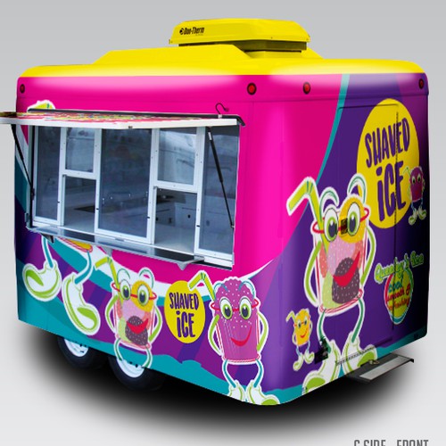 Wrap design with the title 'Queeley's Ice Trailer'