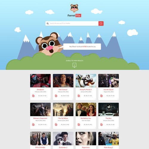 Fun website with the title 'Playful Illustrative Design for FerretFlix'