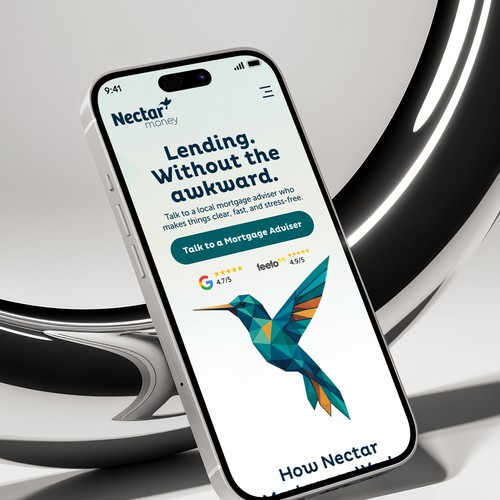 Mobile-first design with the title 'Nectar Mortgages  Mobile-First Landing Page Design'