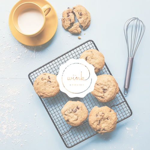 Pastel logo with the title 'WINK COOKIES'