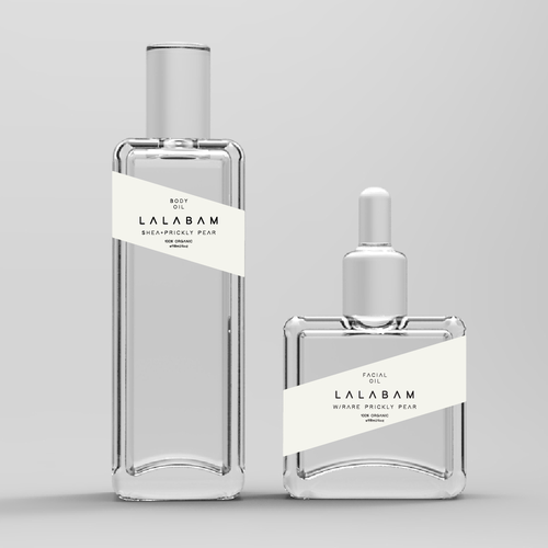 Black and white label with the title 'Luxury oils with trendy and minimalistic labels'