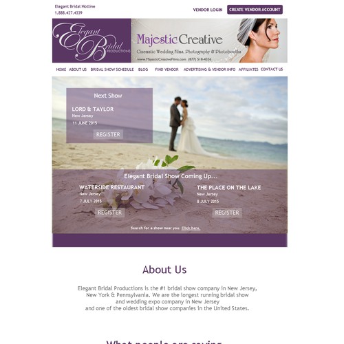 Wedding website with the title 'Webdesign concept for wedding show'