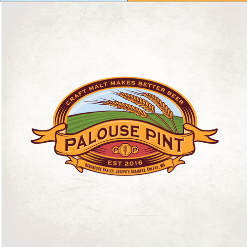 Gold logo with the title 'Palouse Pint'