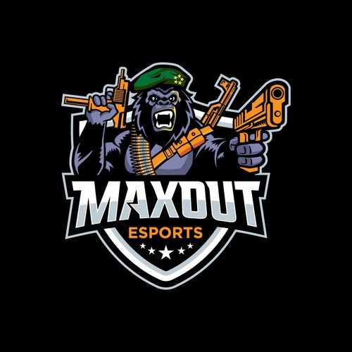 Gorilla logo with the title 'Max Out Esports'