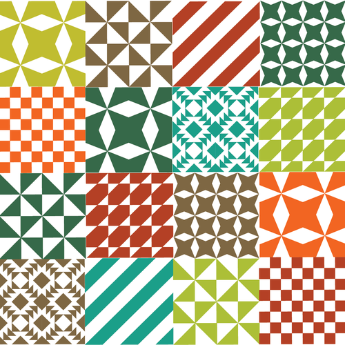 Geometric artwork with the title 'Bees Wax Wrap Design'