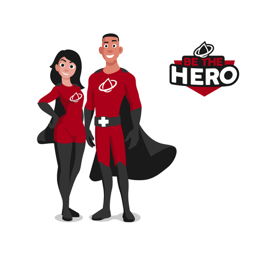 Superhero logo with the title 'blood donations hero'