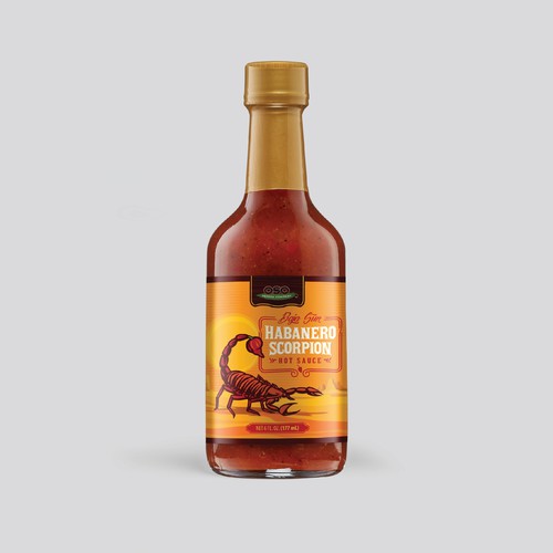 Sauce label with the title 'Habanero Scorpion'