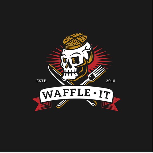 Waffle logo with the title 'waffle skull'